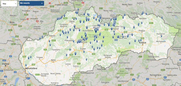 map slovakia ski